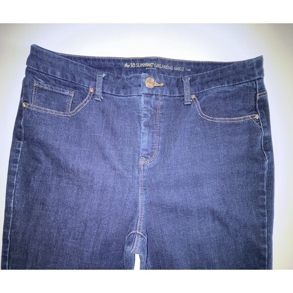 Chico's So Slimming Girlfriend Ankle Jeans Size 1.5 Women's 10 Dark Wash Stretch - Picture 6 of 10